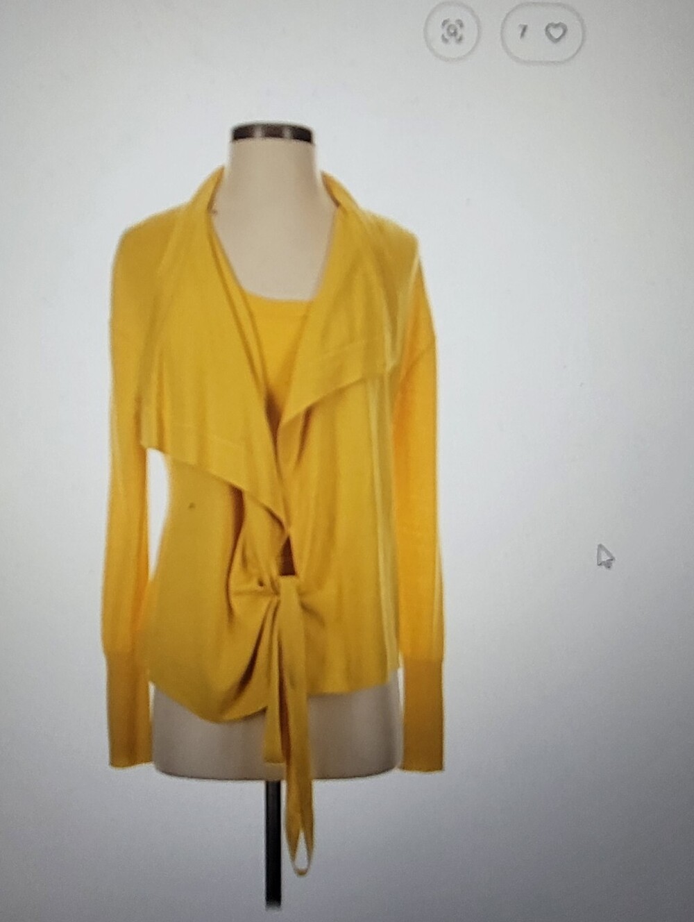 Escada Silk Cashmere Twin Set XS/S EU 34 Yellow Wrap Cardigan & Shell Tank Luxe - Picture 4 of 10
